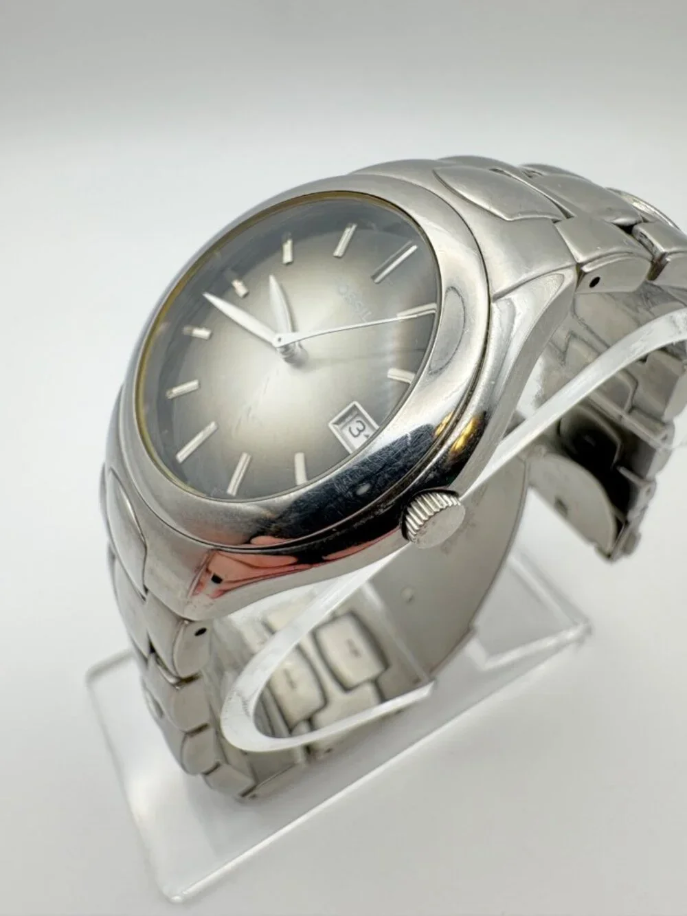 Fossil Arkitekt FS-2903 Mens Quartz Watch Date Grey Sunburst Dial Stainless